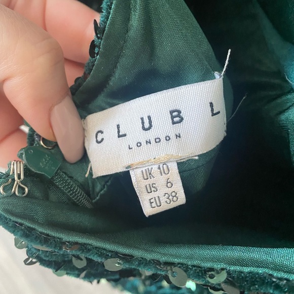 House of cb club L green sparkle dress - Picture 4 of 5